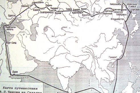 Карта путешествия Антона Чехова. 1890 г.