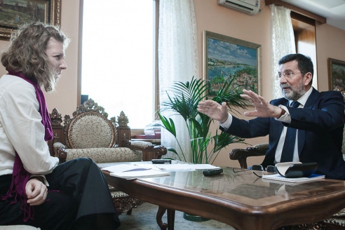 Посол Республики Сербия в РФ и Туркменистане Славенко Терзич во время беседы с главным редактором МР Д.Живихиной